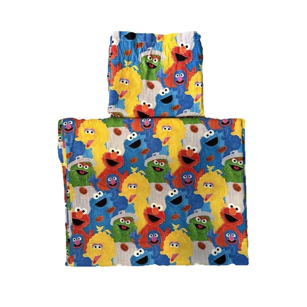 Rare Homemade Sesame Street Double Curtain And Valance Or Fabric 75x73 Val. 80